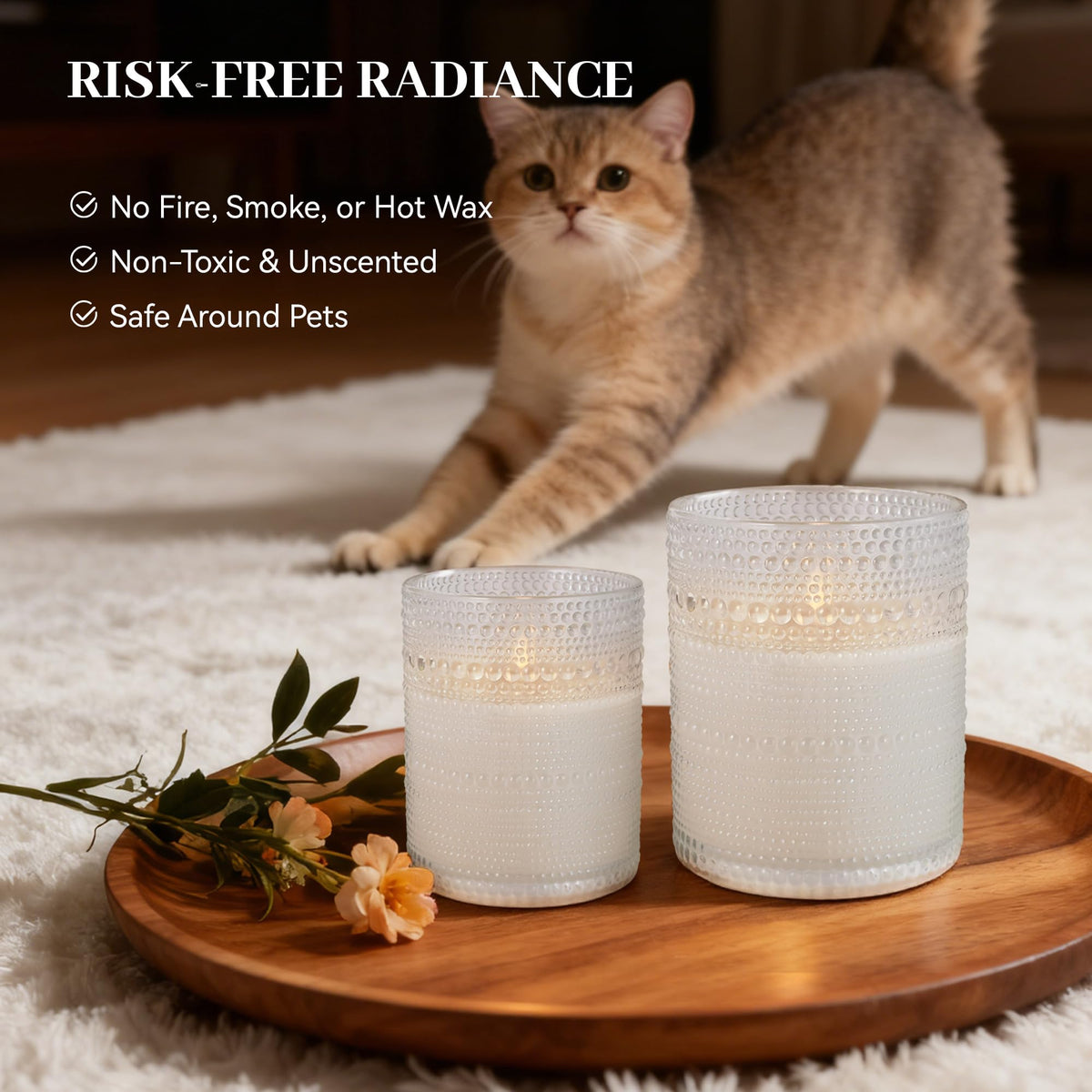 Velsyn 4x5 candle side view, long-lasting centerpiece lighting.
