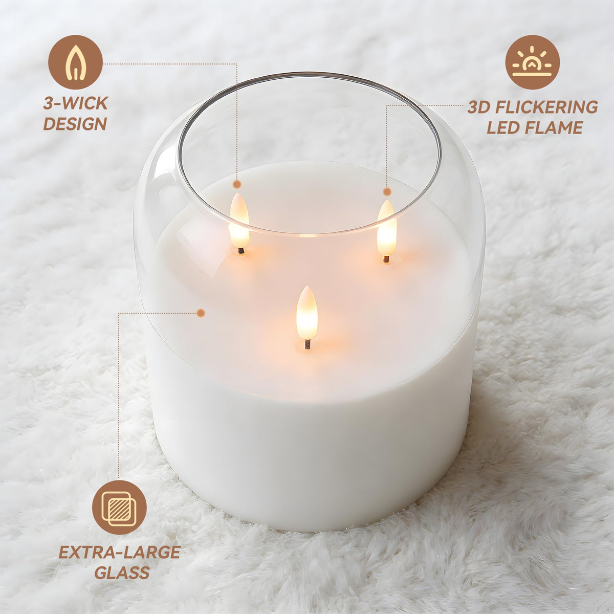 Velsyn realistic 3D flame adds life-like warmth.