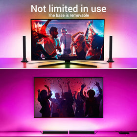 Velted RGB Light Bar on desk with removable base for flexible setup.