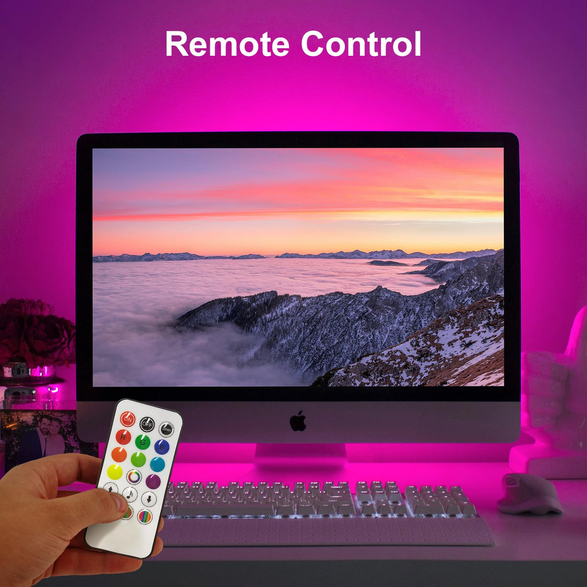 Velted RGB Light Bar USB powered setup beside a computer.