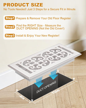 VE NI SCC veniscc versatile 4x10 fits floor or wall vents smoothly.