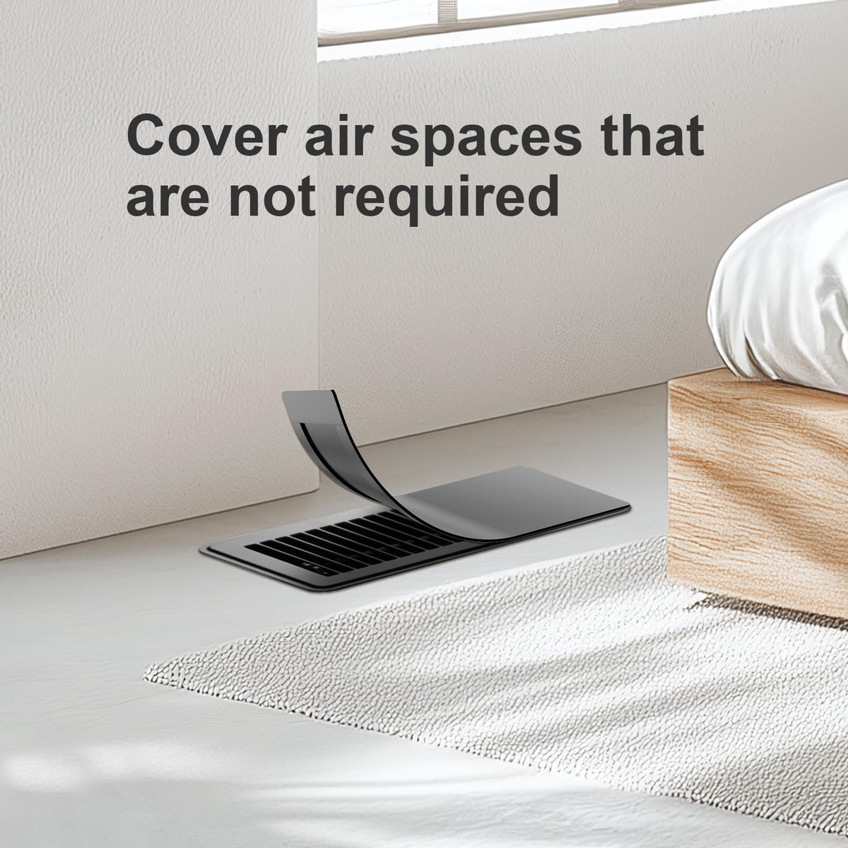 VE NI SCC magnetic ceiling vent cover reducing noise near a ceiling vent.