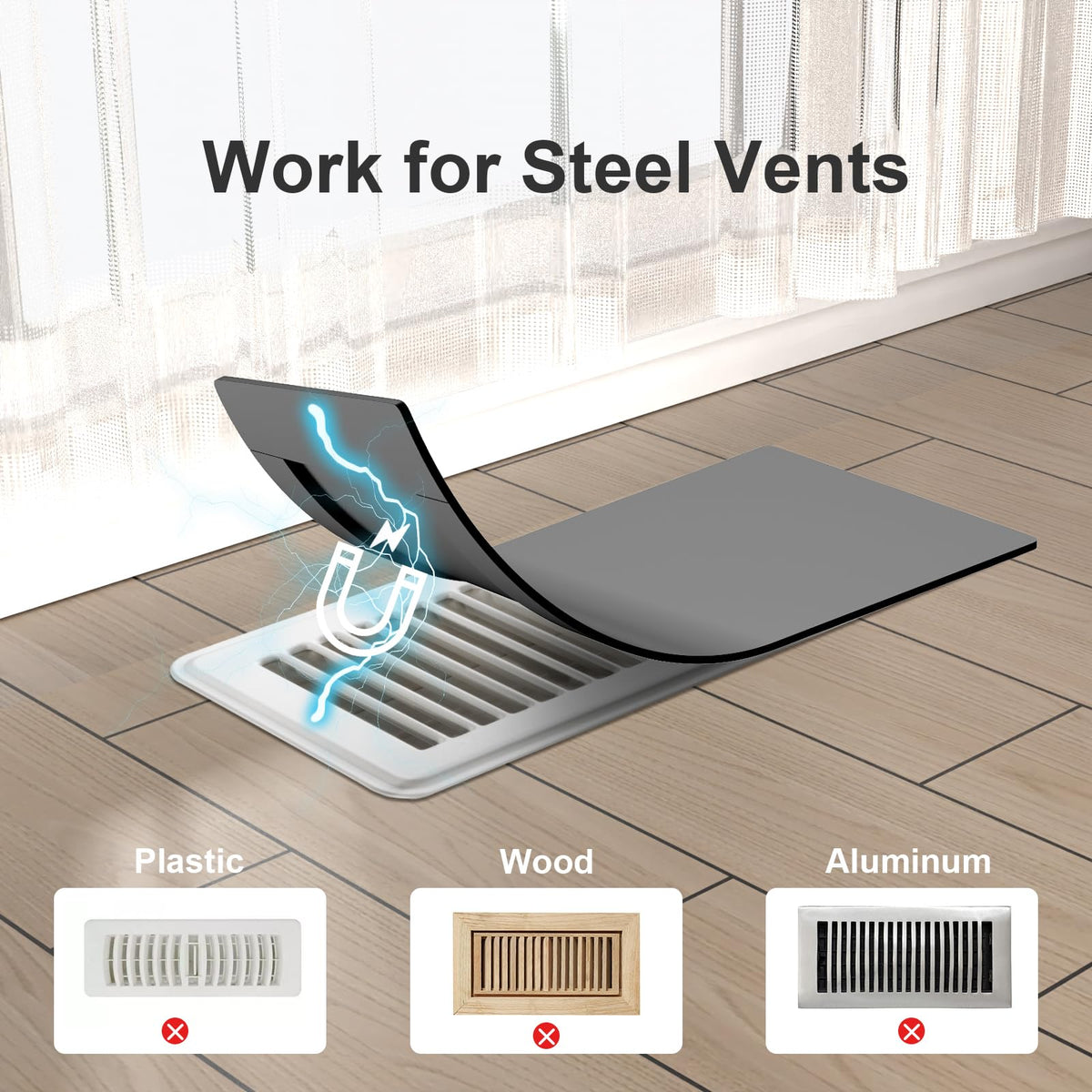 VE NI SCC magnetic wall vent cover used to reduce drafts on a wall register.