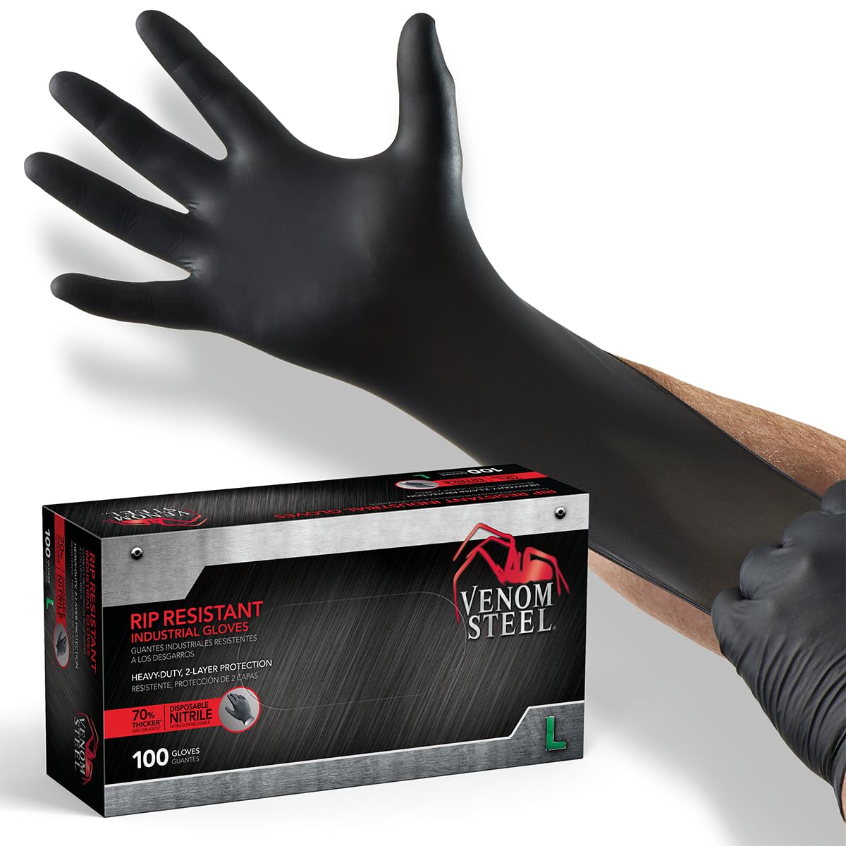 Venom Steel gloves offer chemical resistance for handling solvents and cleaners.