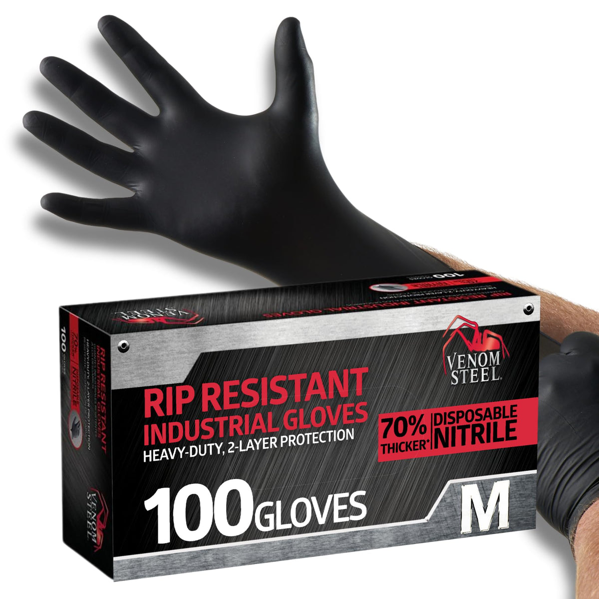 Venom Steel gloves with textured grip for secure handling of oily parts