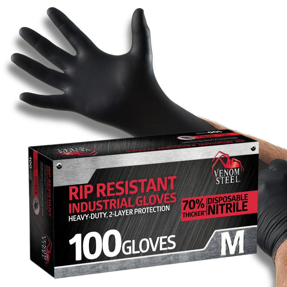 Venom Steel gloves with textured grip for secure handling of oily parts