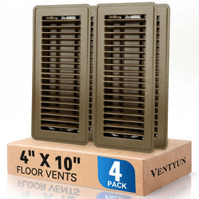 Ventyun 4x10 floor register cover in brown with durable powder-coat finish for long-lasting use.