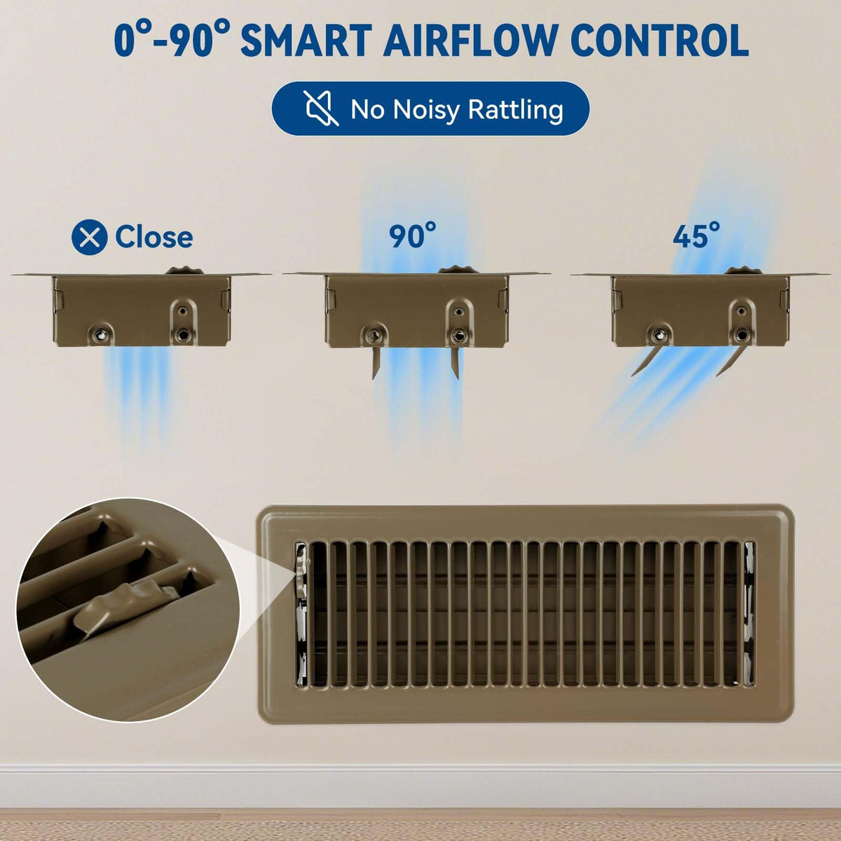 Ventyun easy-install floor register—drop-in design fits 4x10 openings without tools.