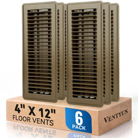 Ventyun floor register 4x12 brown, durable metal design for steady airflow.