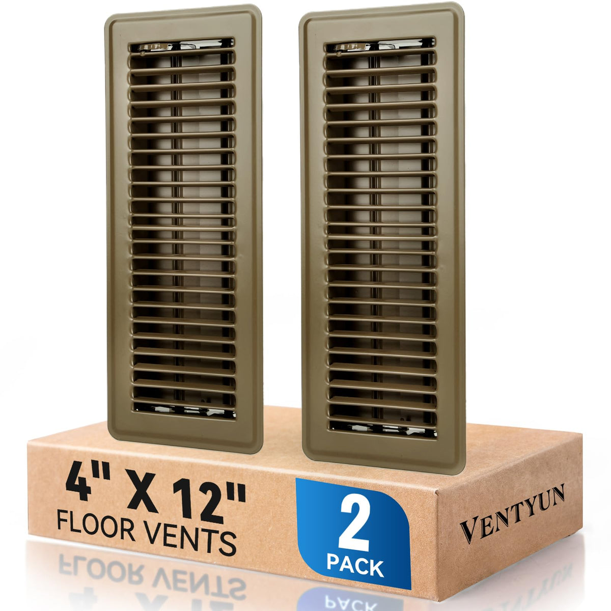 Ventyun floor register cover 4x12 brown powder-coated finish elevates room aesthetics.