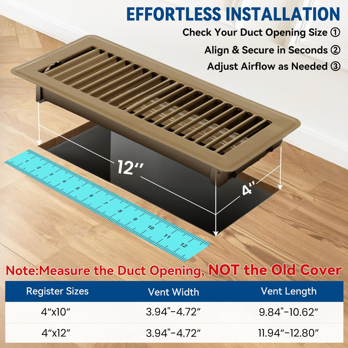 Ventyun floor register cover adjustable airflow directs air smoothly with no noise.