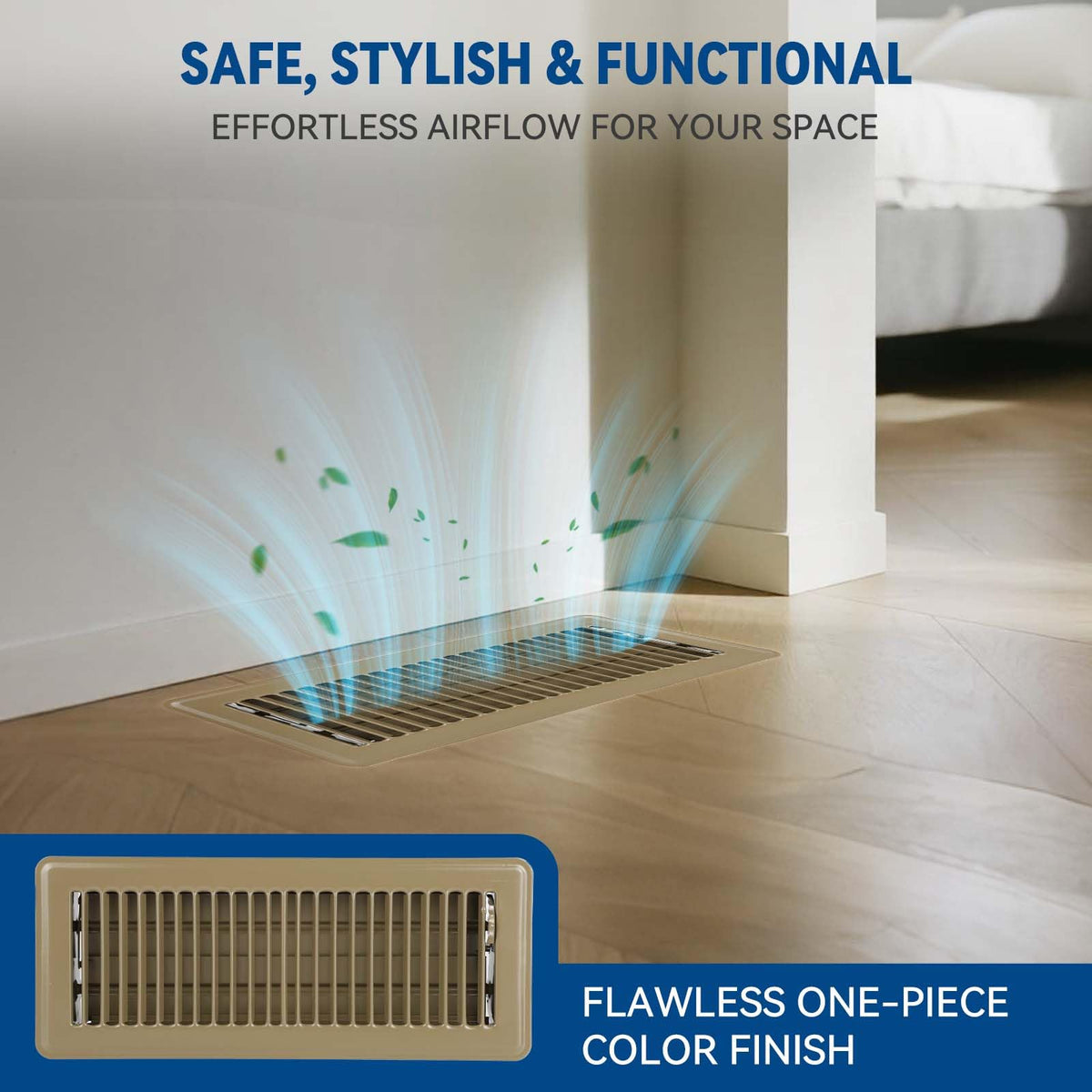 Ventyun floor vent cover curved-edge safety design protects kids and pets.