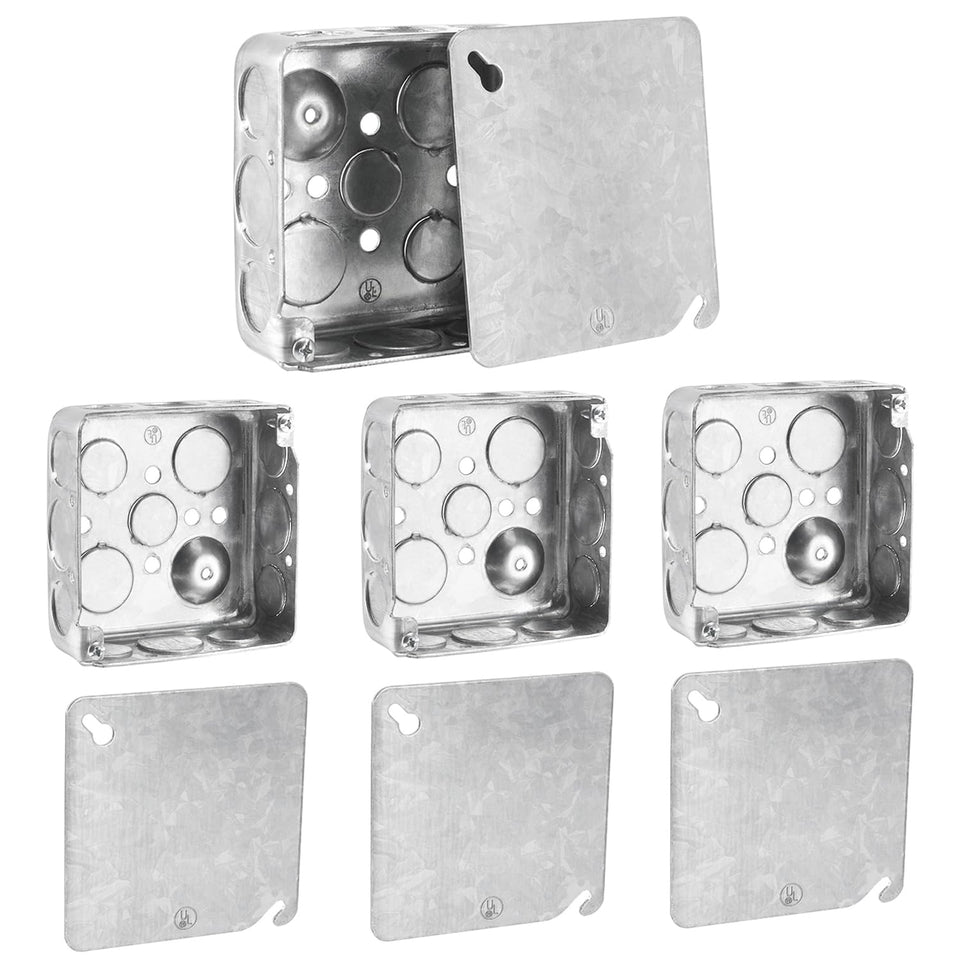 Venussar 4x4 square box with cover protects wiring connections.