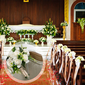 Vercraft clear pew clips blend with chairs while securing decorations