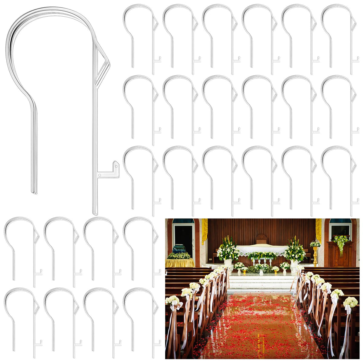 Vercraft pew clips secure floral decor on church benches for aisle appeal