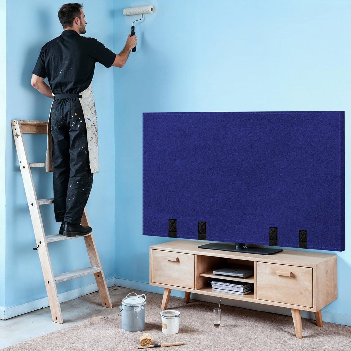 Included Verdanzia TV wrap offers effortless moving protection for the screen