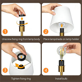 Verdilume Mini Gold table lamp on a bedside table for reading