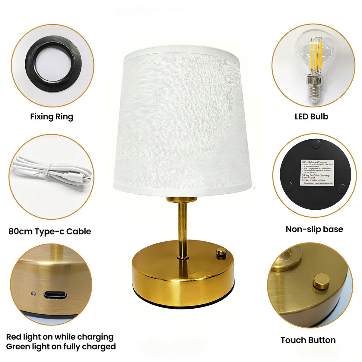 Verdilume Mini Gold table lamp includes LED bulb for immediate use