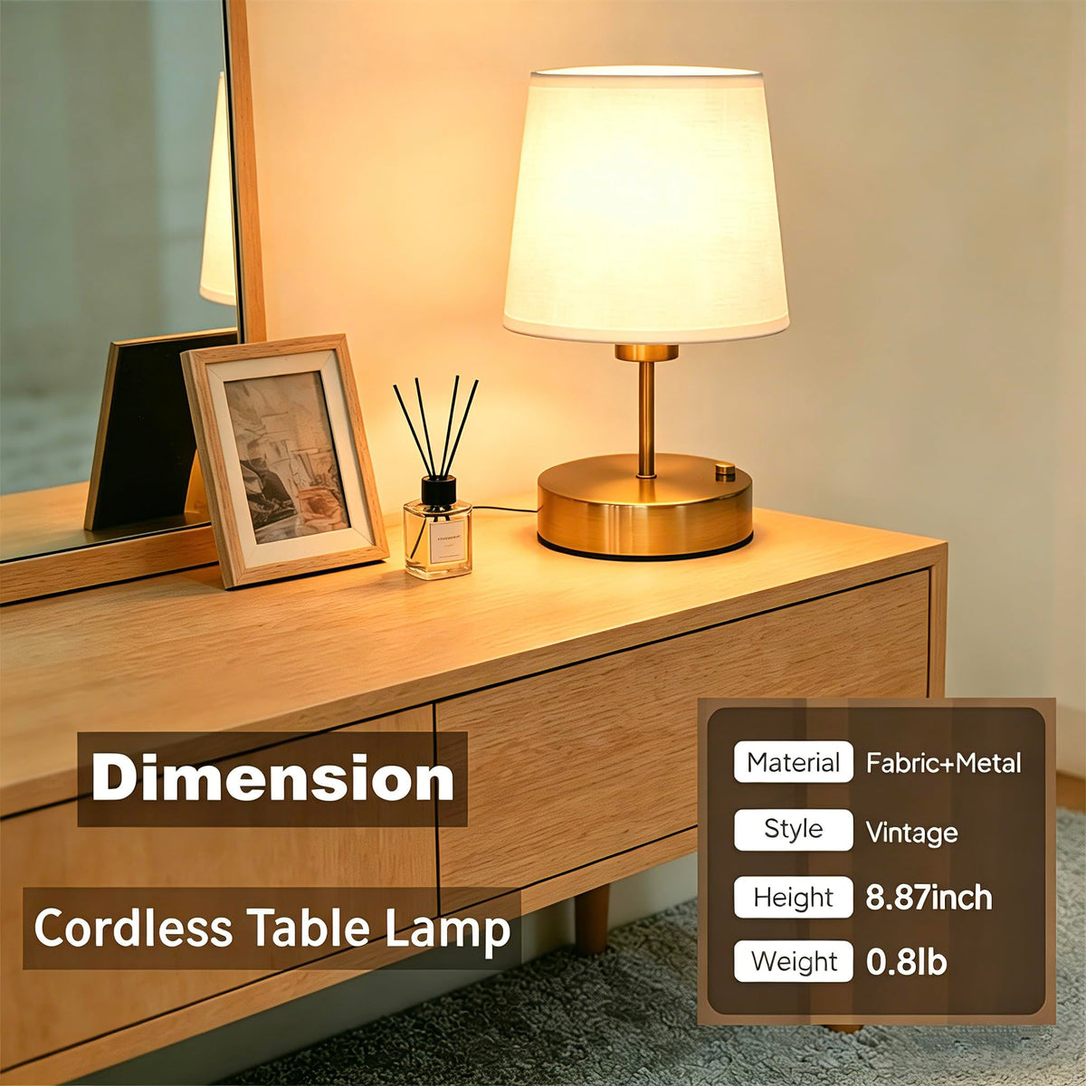 Verdilume Mini Gold table lamp USB-C charging port for easy recharge
