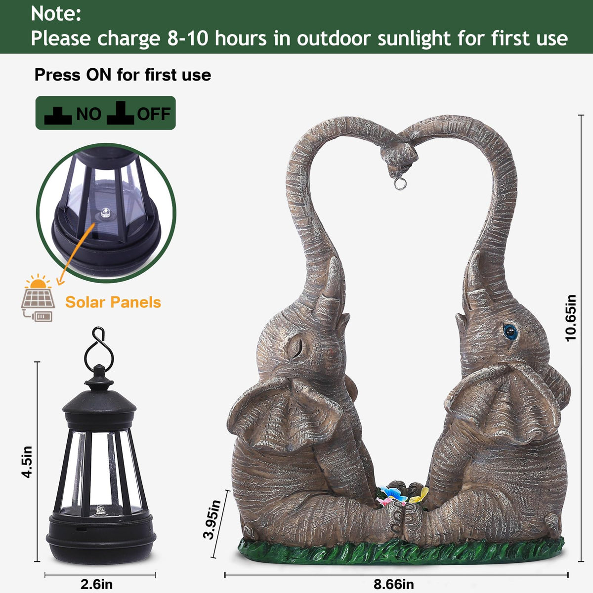 Vereemy durable outdoor elephant statues enhance any yard, porch, or pond space.