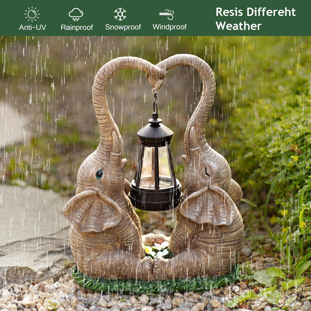 Vereemy garden sculpture is easy to set up and powered by solar energy.