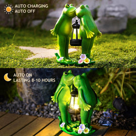 Vereemy frog statue at night enhances patio ambiance