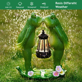 Vereemy resin frog statue with solar power offers hands-free lighting