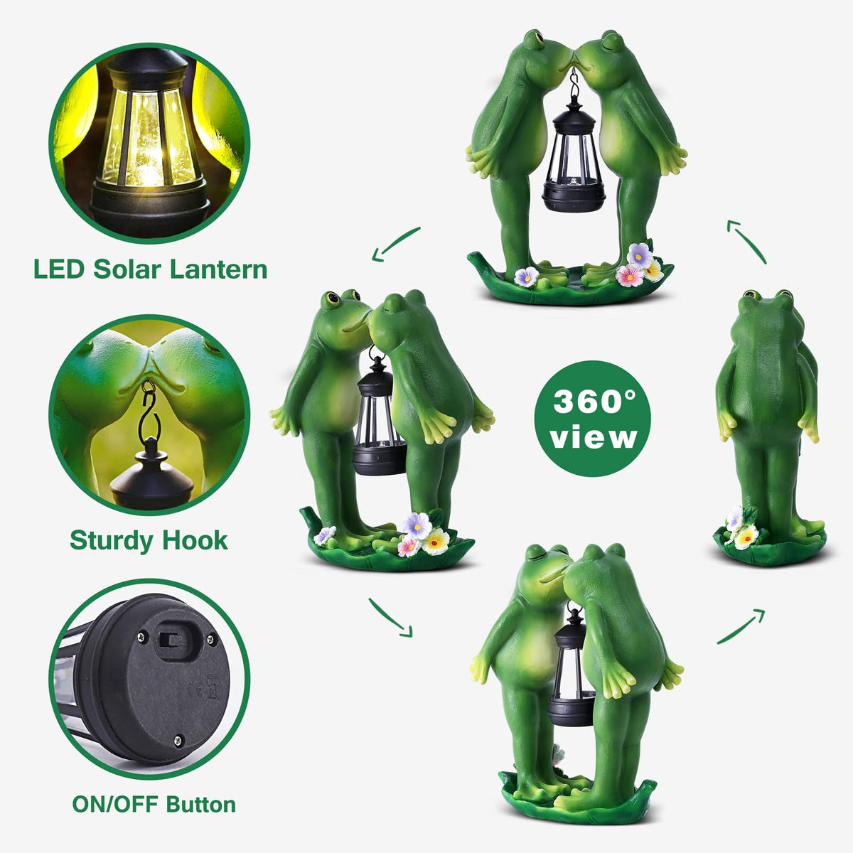 Vereemy solar lantern frog detail highlights evening charm