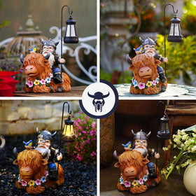 Solar-powered lights turning the gnome on after sunny days