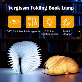 Vergissm embossed cover lamp complements desks and shelves with bookish charm.