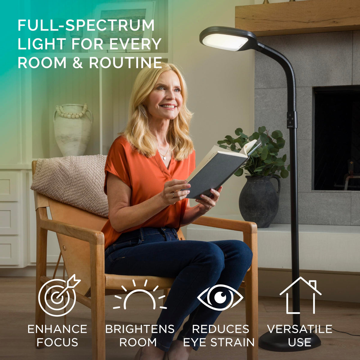 Verilux SmartLight gooseneck angle for precise task lighting