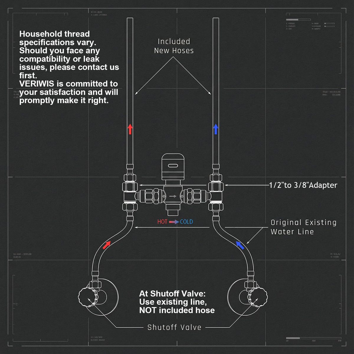 VERIWIS Heavy‑duty supply lines for reliable plumbing connections