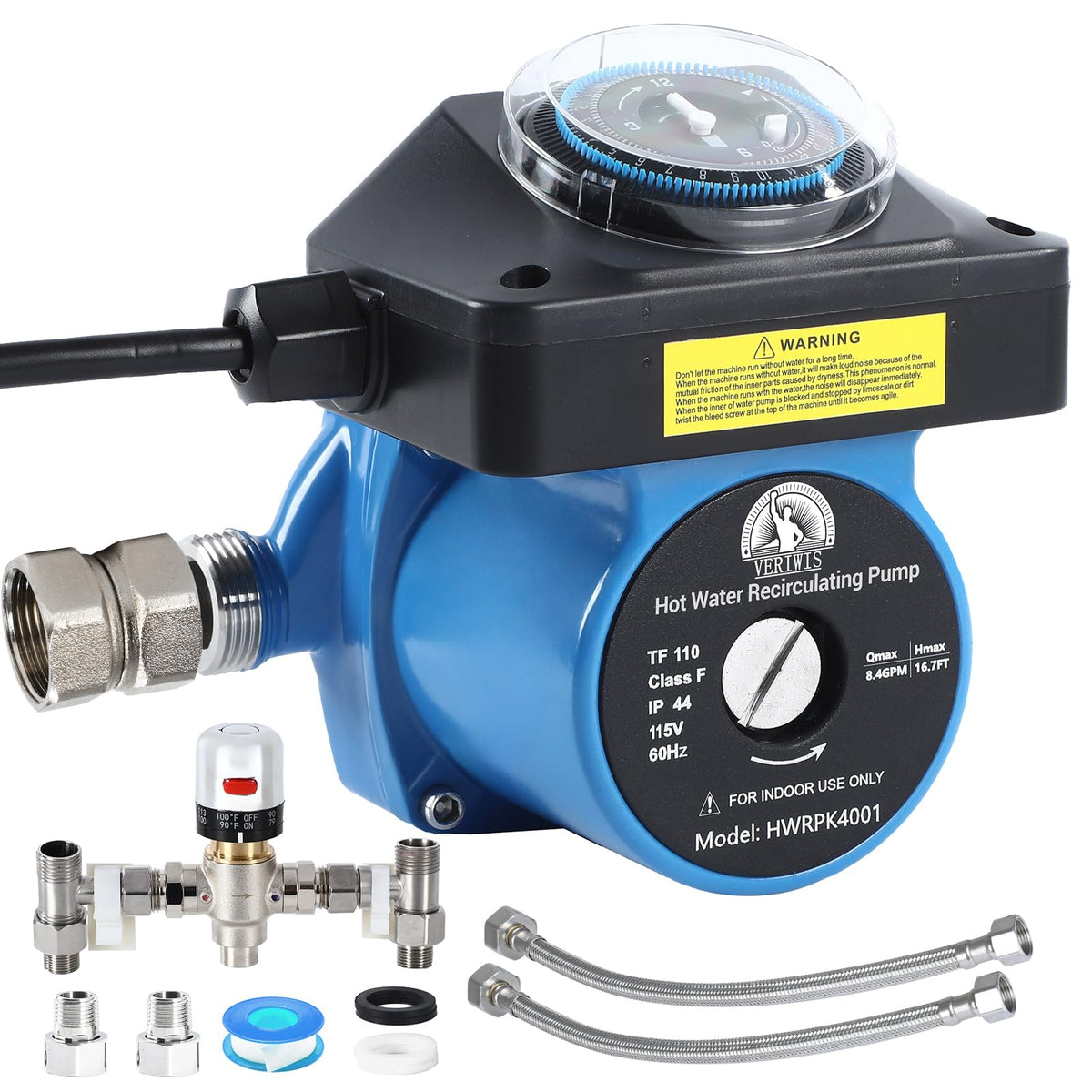 VERIWIS Instant Hot Water Pump Kit showing quick hot water delivery for busy mornings