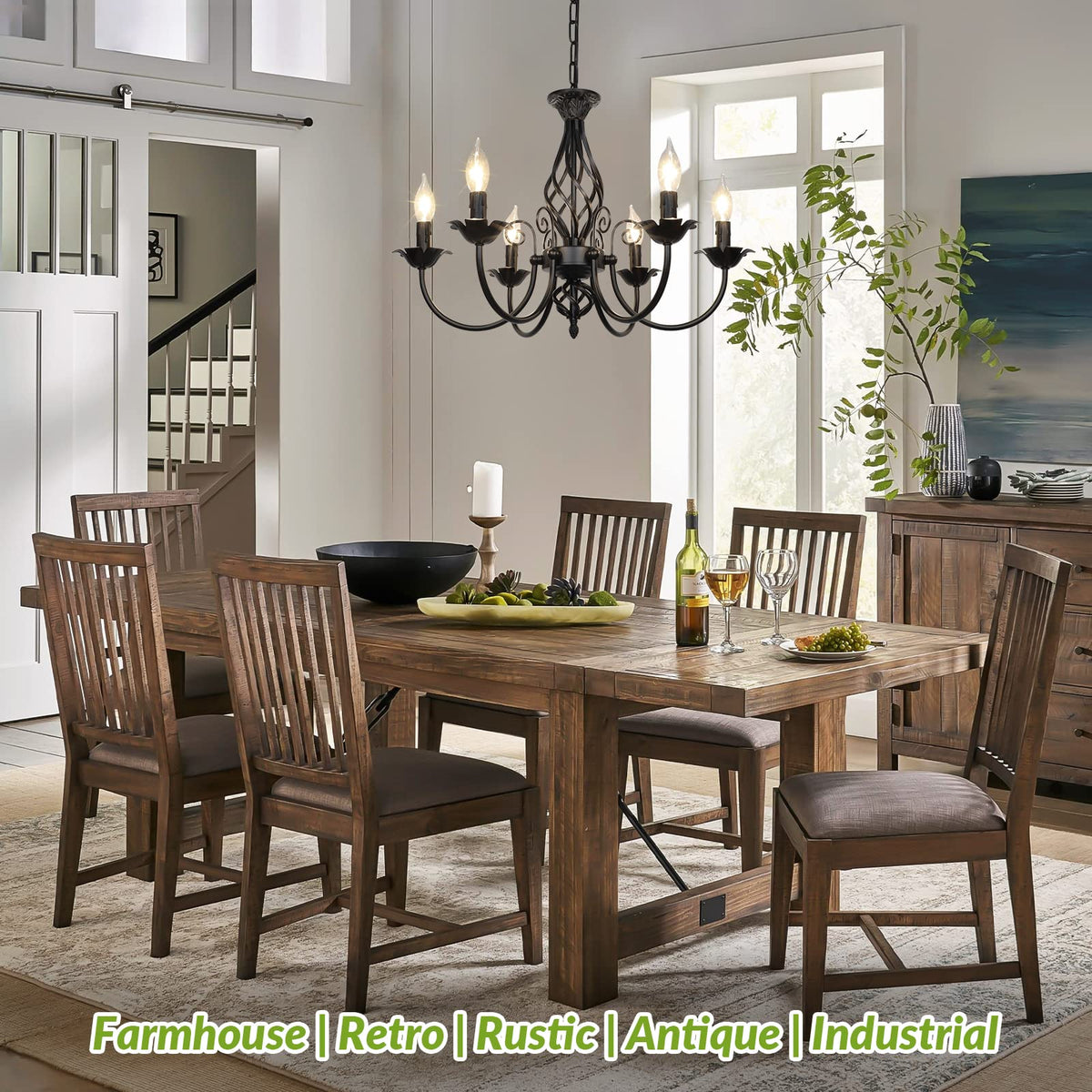 VerRon candle-socket chandelier closeup showcases vintage-inspired details and sturdy metal construction.