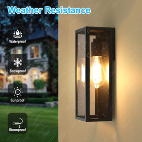 Close-up shows tempered glass shades protecting bulbs while diffusing warm light.