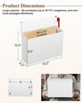 VERSASKY mailbox silent-closing lid reduces noise during retrieval.