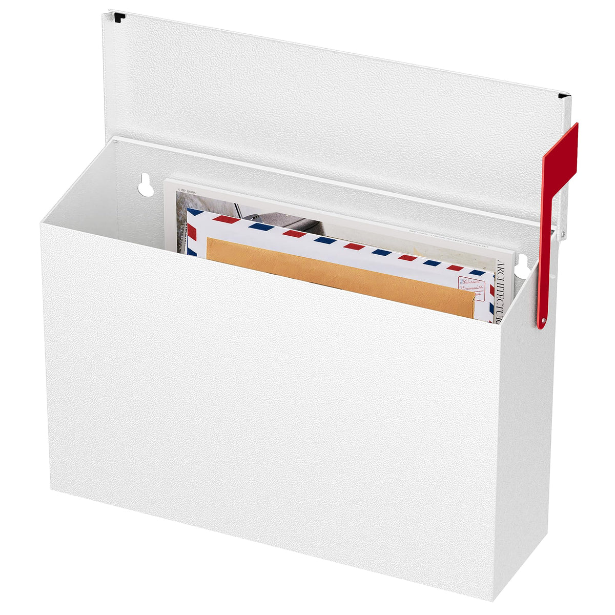 VERSASKY mailbox stay-open lid at 90 degrees for easy one-handed pickup.