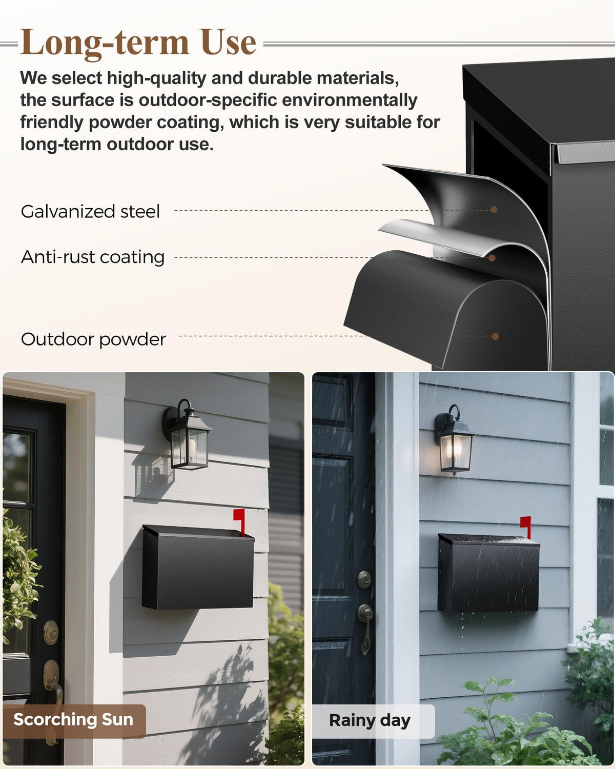 VERSASKY coating-detail closeup reveals rust-proof galvanized finish