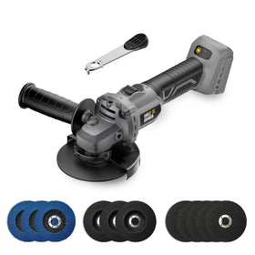 VERVEWAVE angle grinder shown with DeWALT 20V battery compatibility for cordless use