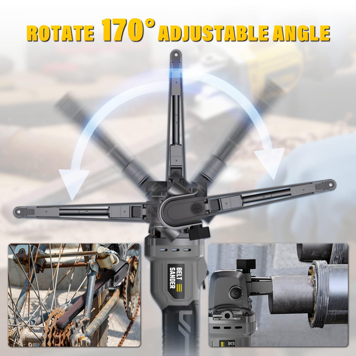 170-degree rotating arm reaches hard-to-access corners and angles.