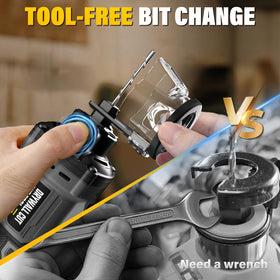 VERVEWAVE tool-free bit change interface enabling quick bit swaps