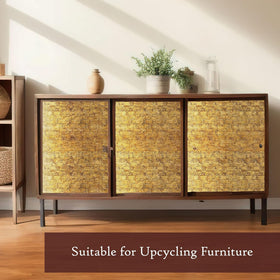Very Berry Sticker gold wallpaper on desk transforms space with easy maintenance.