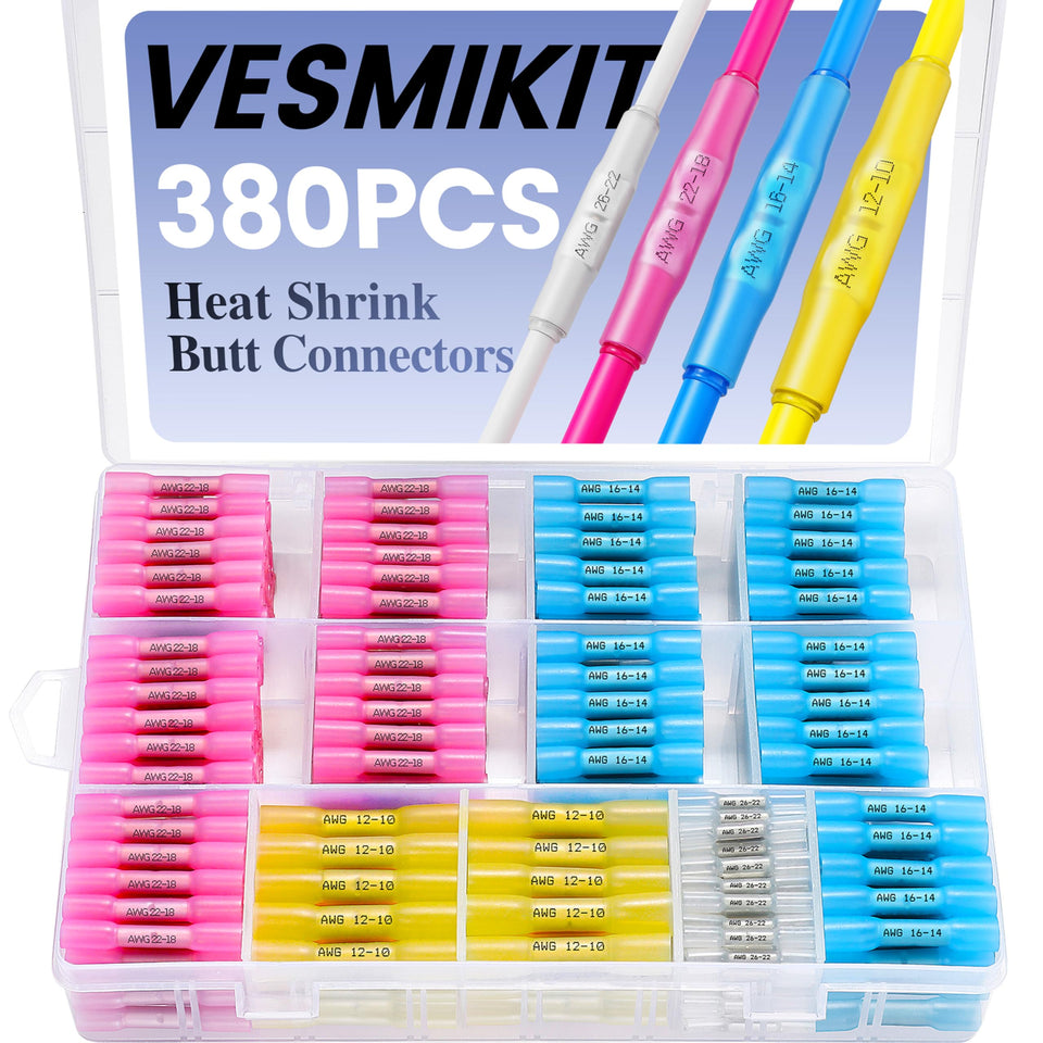 Vesmikit marine-grade heat shrink butt connectors case keeps wiring supplies organized for easy access.
