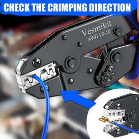 Vesmikit crimping tool dual-level crimp die for correct conductor and insulation compression.