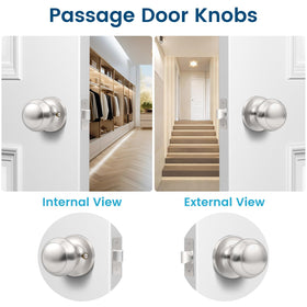 Vesmikit brushed nickel door knob on a modern hallway door