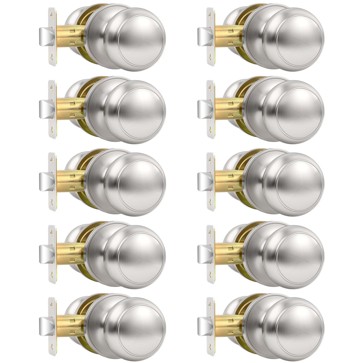 Vesmikit brushed nickel door knob close-up shows smooth grip for interior doors