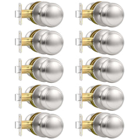 Vesmikit brushed nickel door knob close-up shows smooth grip for interior doors