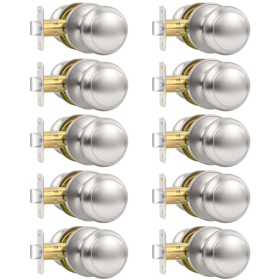 Vesmikit brushed nickel door knob close-up shows smooth grip for interior doors