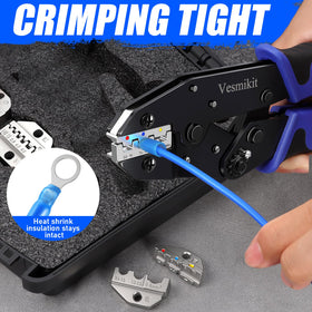 Vesmikit die B insulated terminals crimped securely for wire connections