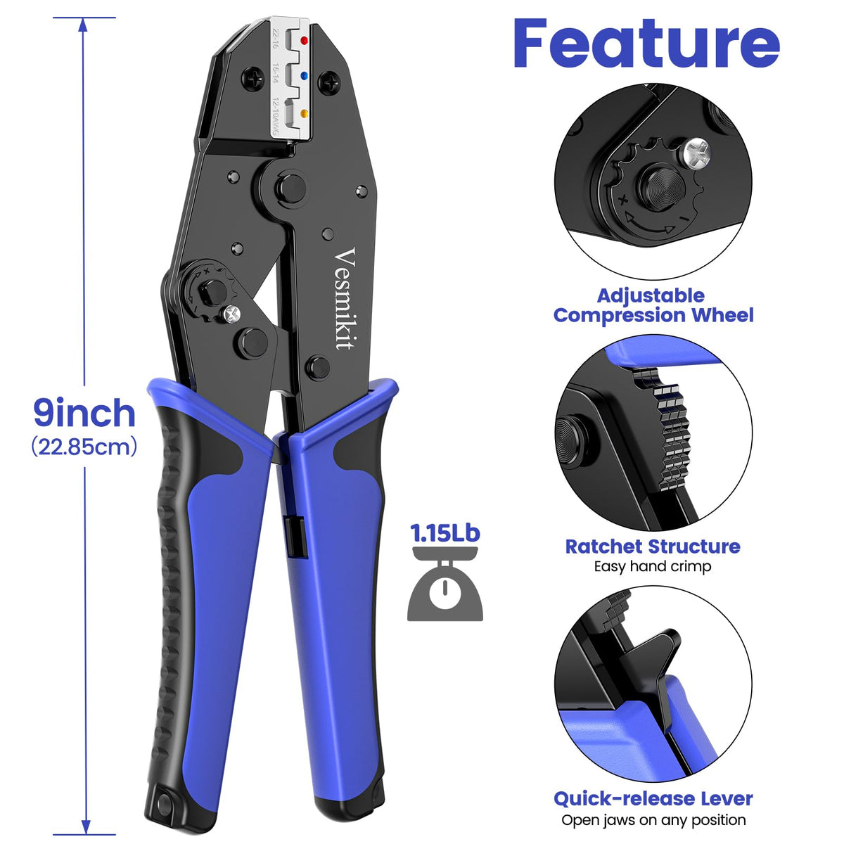 Vesmikit insulated-terminal-crimping captures precise terminals for durable connections.